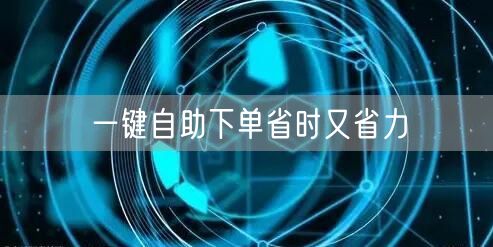 一键自助下单省时又省力