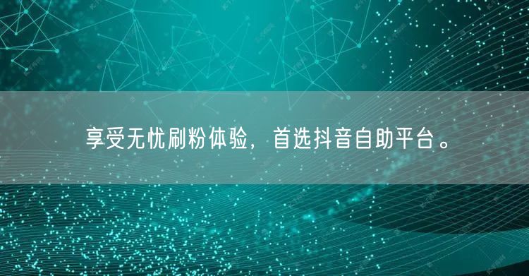 享受无忧刷粉体验,首选抖音自助平台。