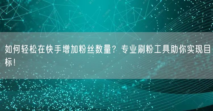 如何轻松在快手增加粉丝数量?专业刷粉工具助你实现目标!