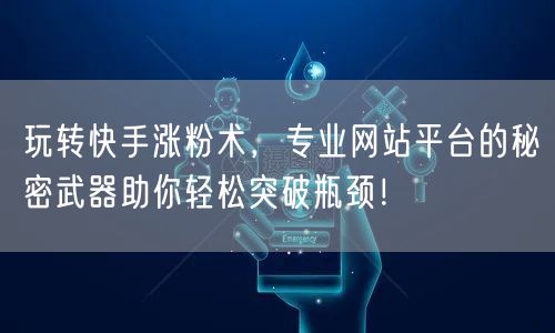 玩转快手涨粉术,专业网站平台的秘密武器助你轻松突破瓶颈!