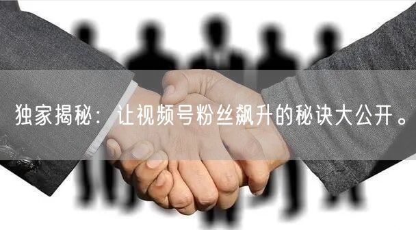 独家揭秘：让视频号粉丝飙升的秘诀大公开。